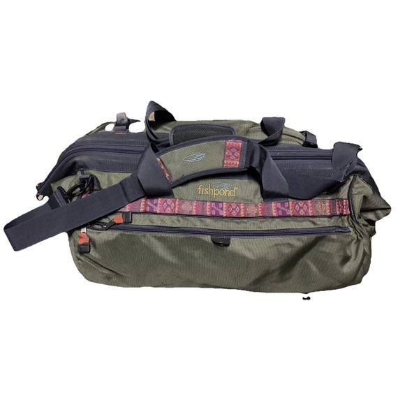 Fishpond Duffel Bag Green Adjustable Straps Multiple Pockets Travelling Outdoor